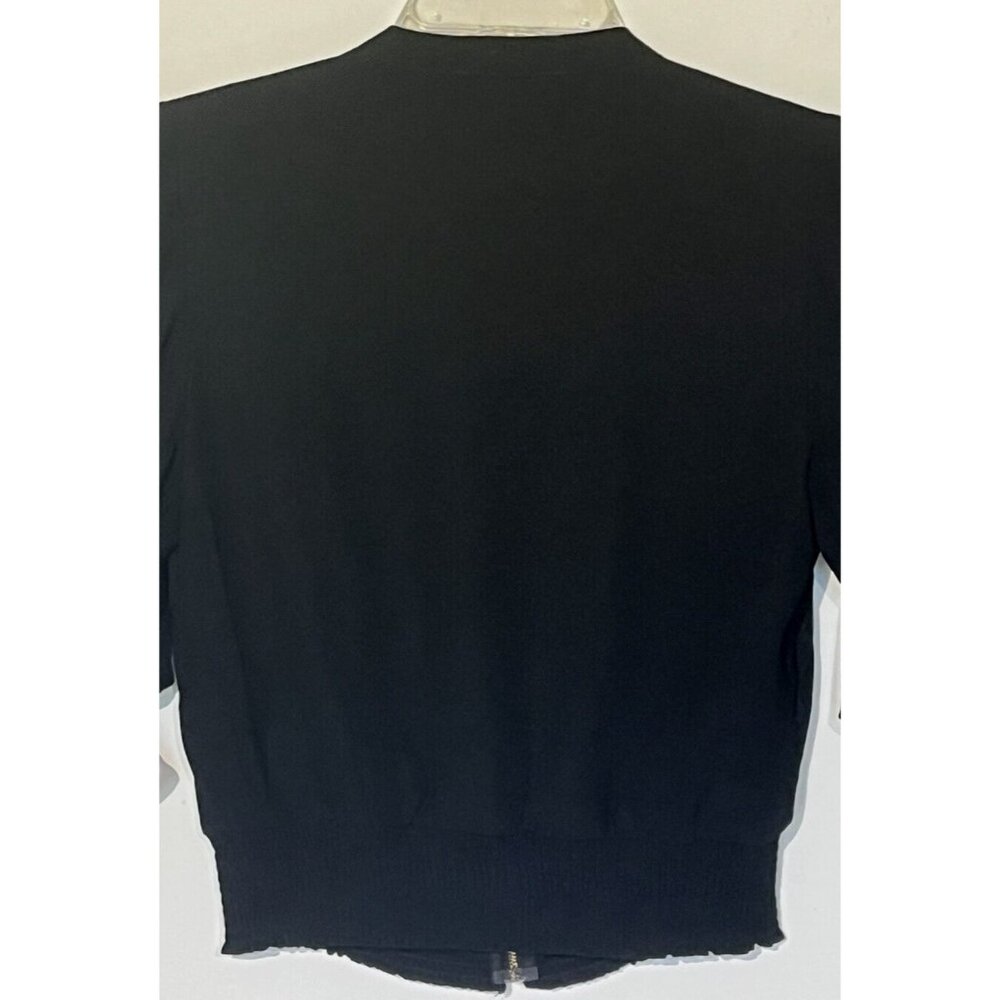 New Gracia Black Ruffle Sleeve V-Neck Zip Blouse Top - Picture 15 of 15